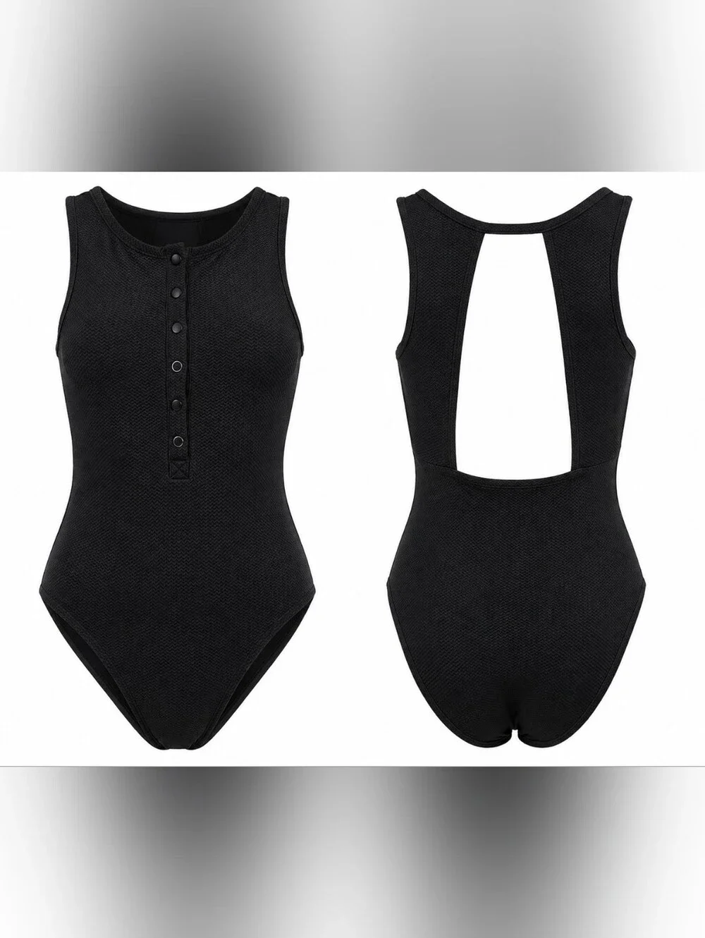 NWT Andie x Target Black Button Front Open Back One Piece Swimsuit S Luxury